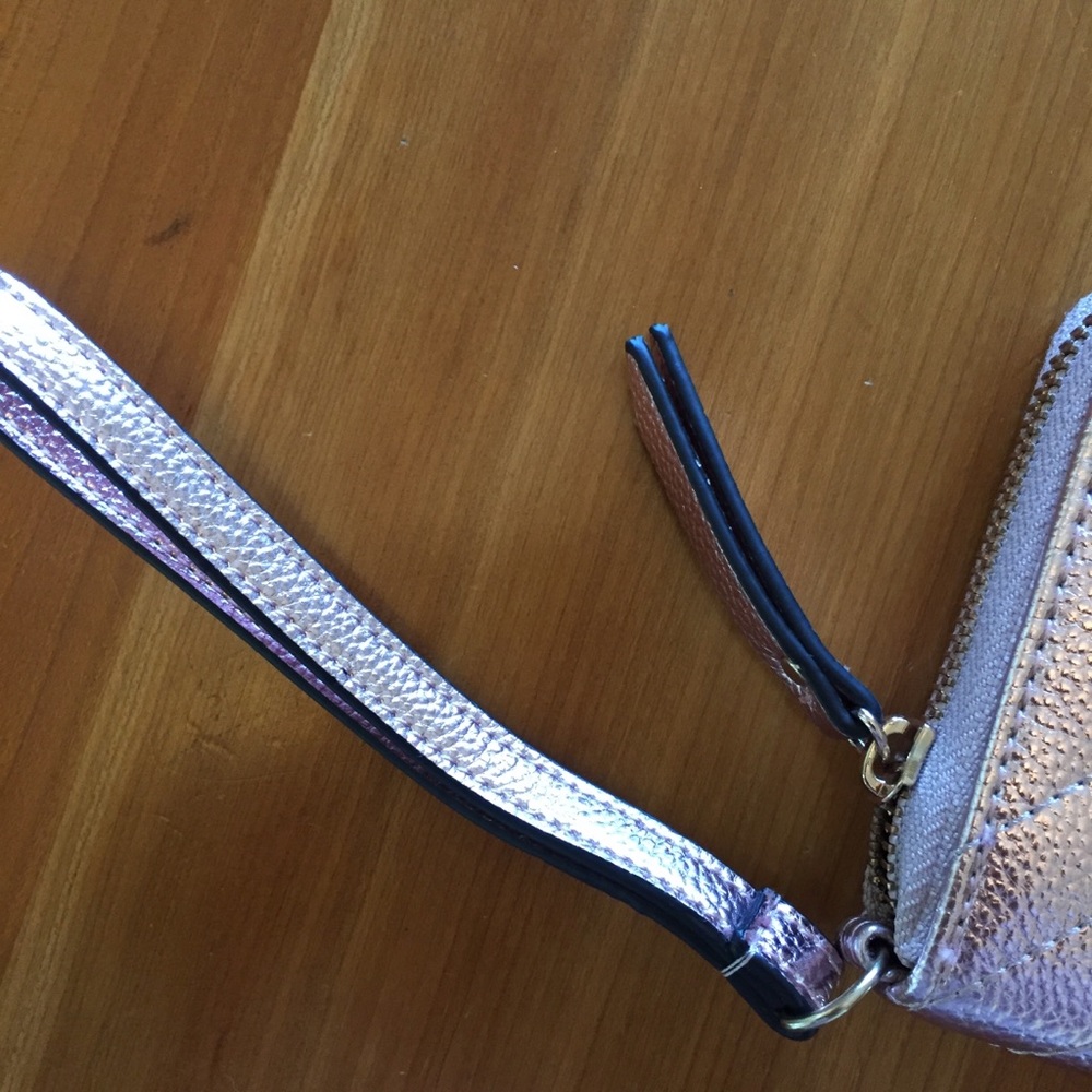 Metallic Pink Rose Wristlet Wallet - Picture 5 of 10